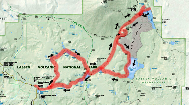 Backpacking Lassen Volcanic National Park - 900x500 Backpacking LVNP Blog Photos 34 Map 768x427