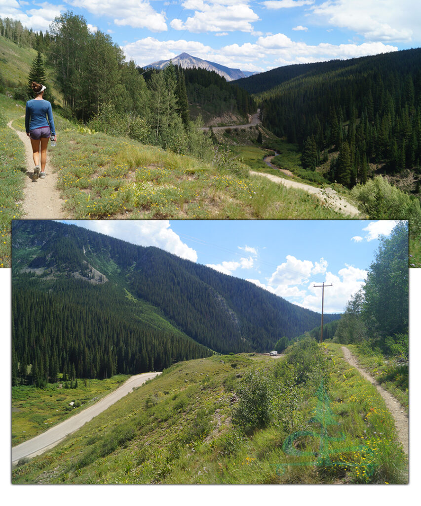 walking on the trail near our spot camping on kebler pass road