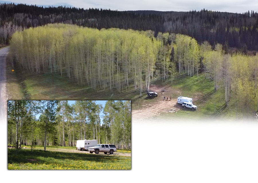 aerial view of camping in the flat tops wilderness