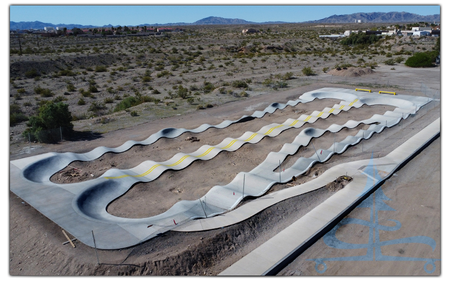 aerial view of the needles pump track 