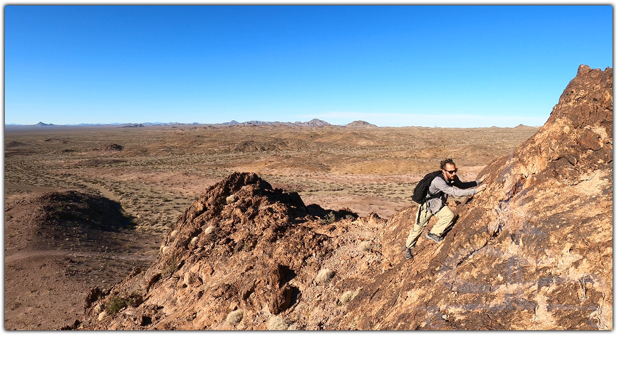 climbing rocks in the desert