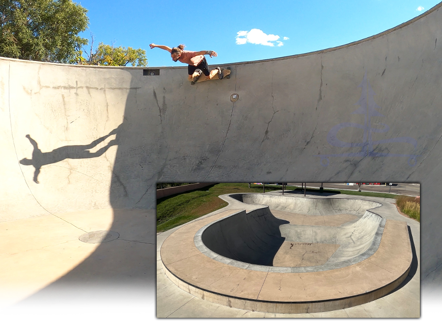 longboarding the big bowl at the skatepark in pueblo