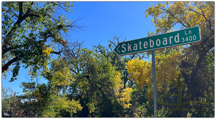 skateboard lane street sign