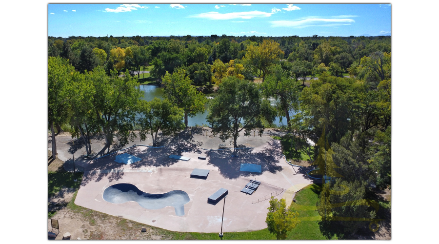 aerial view of sergeant blake harris skatepark in pueblo