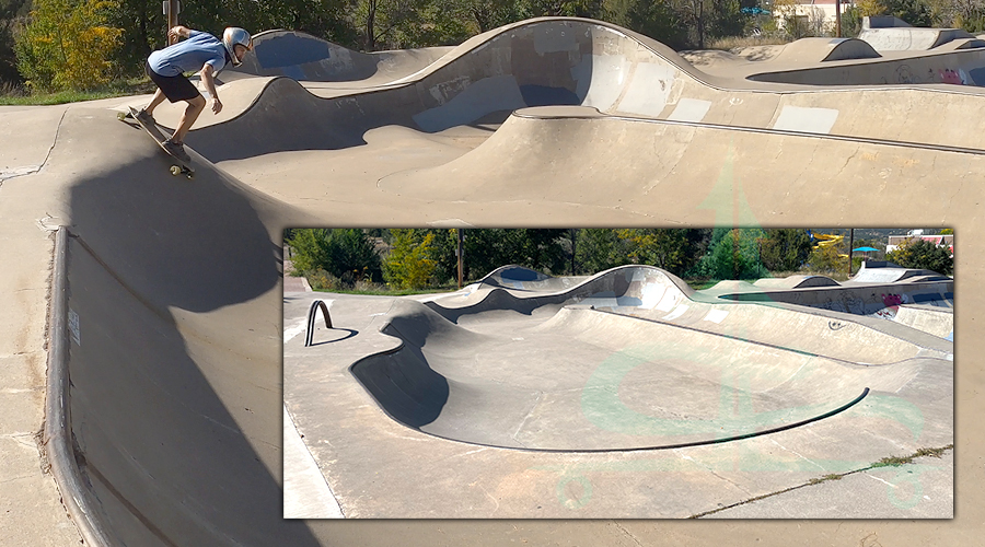 smooth roll in at the top of the snake run at trinidad skatepark in colorado