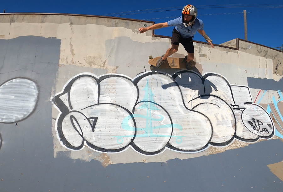 high on the vert walls in the large bowl