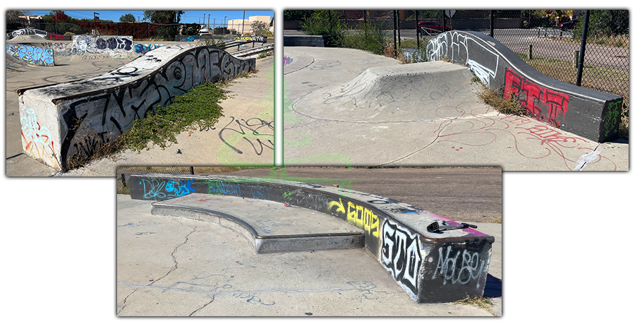 boxes and ledges with graffiti