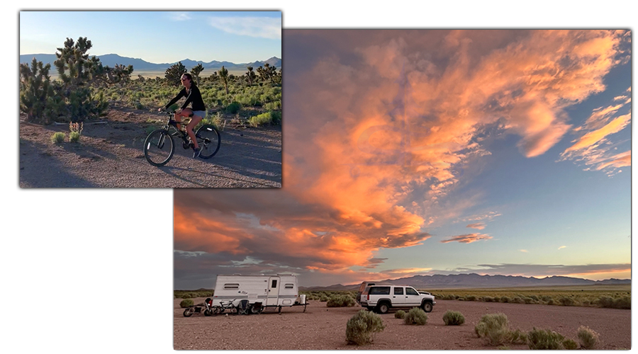 exploring the desert while camping at the old airstrip