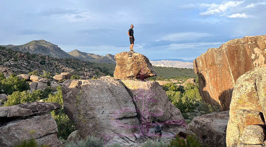 exploring the petroglyph sites at mount Irish wilderness